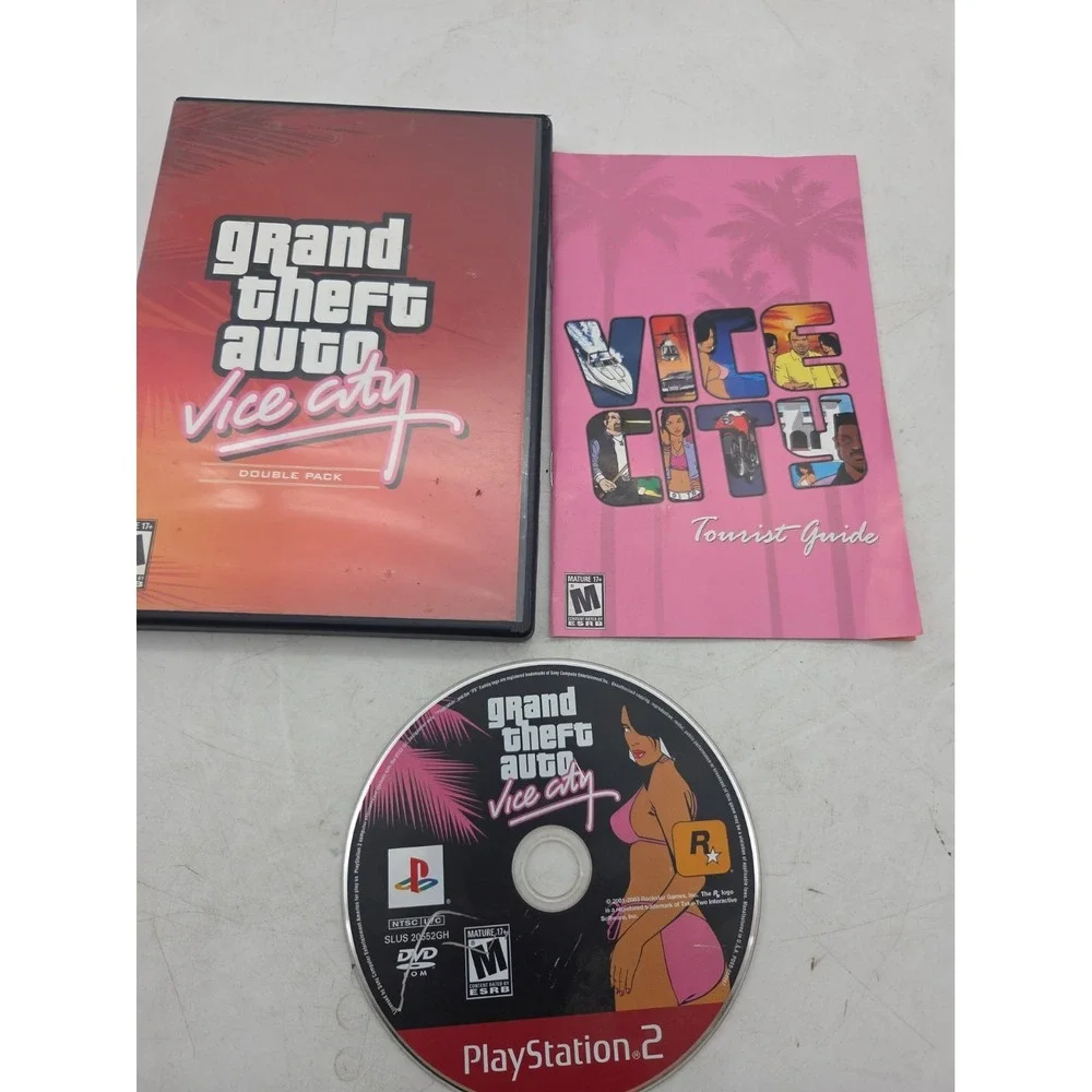 GTA Grand Theft Auto Vice City Double Pack - PS2 PlayStation 2 - TESTED WORKING